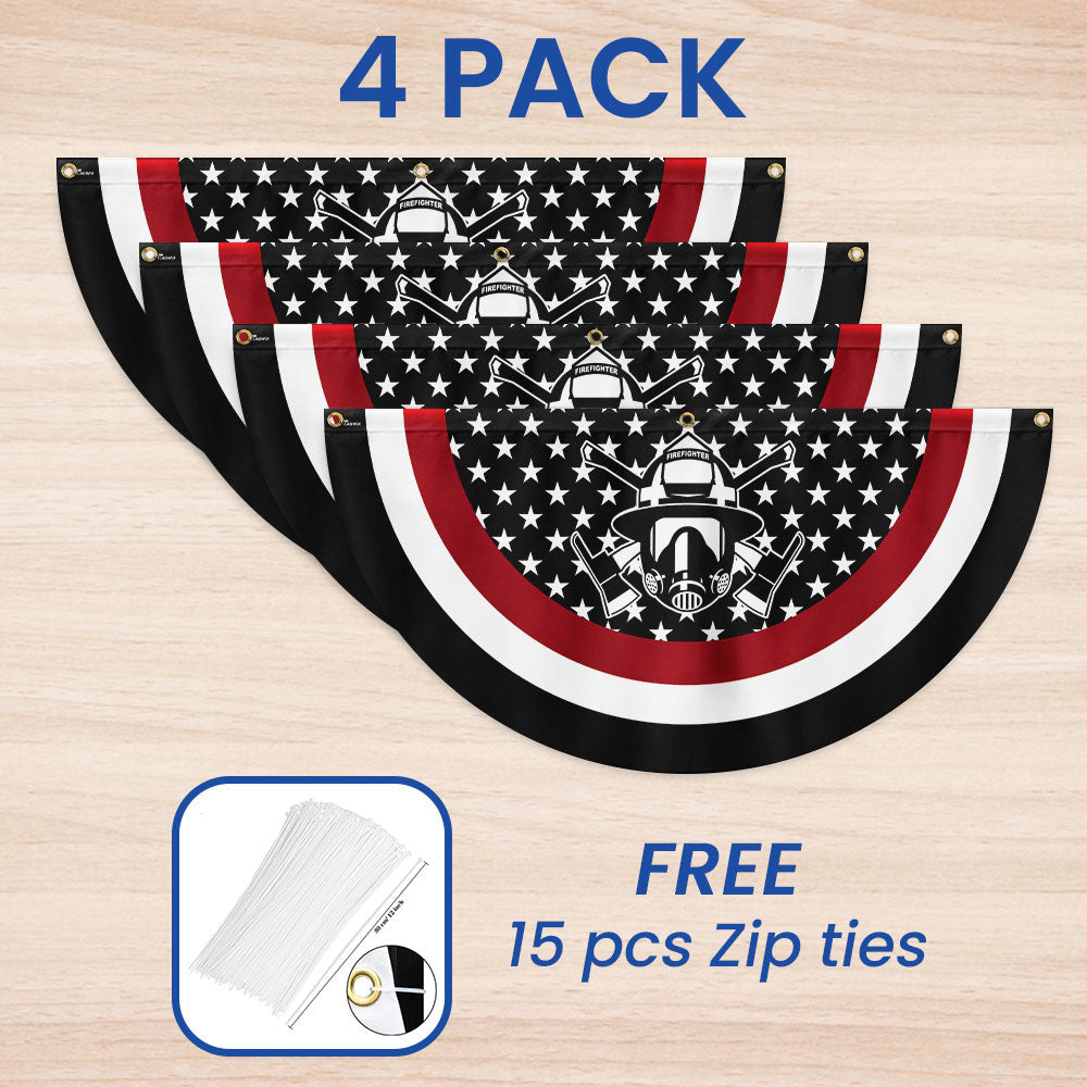 Firefighter Fireman Thin Red Line Non-Pleated Fan Flag