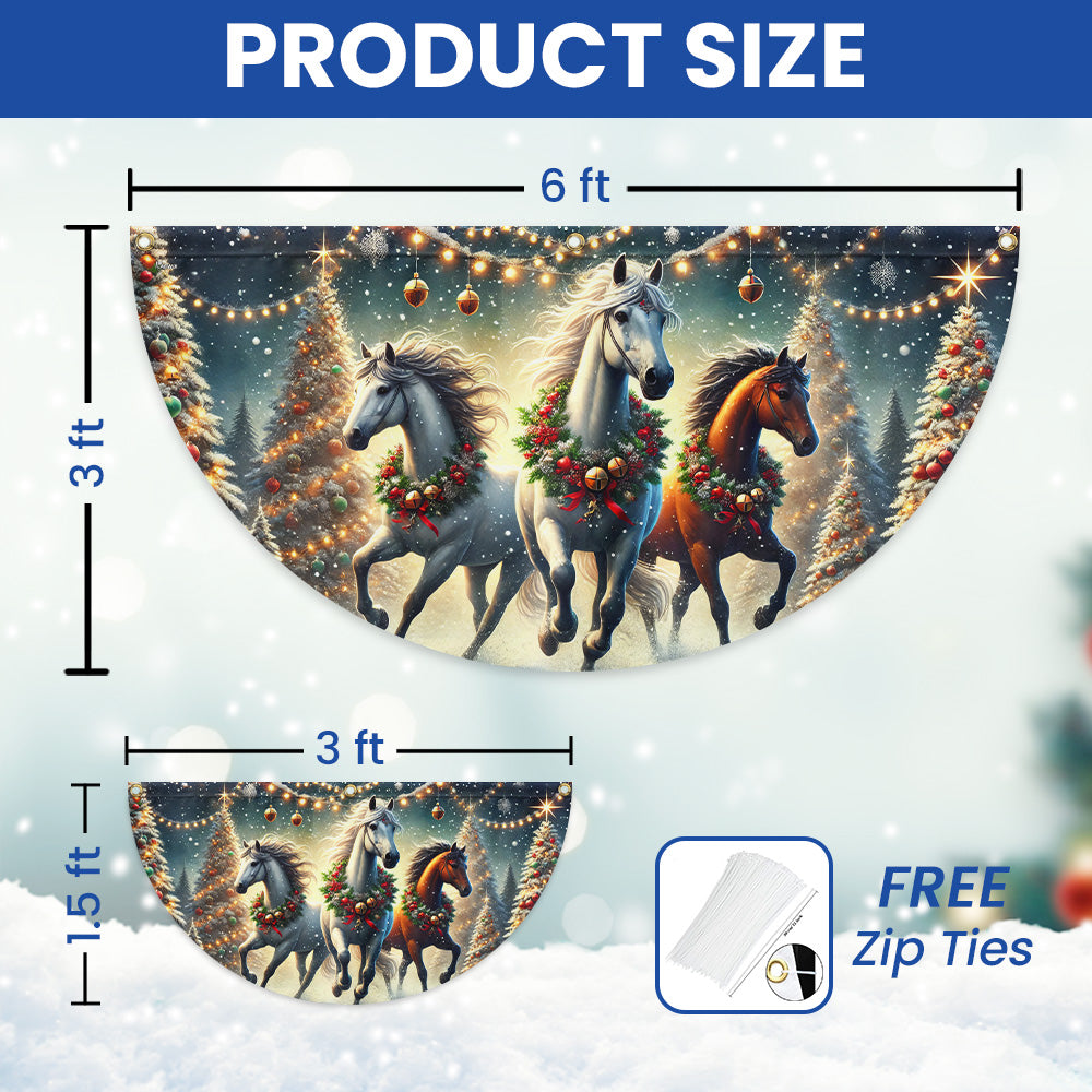 Horse Christmas Non-Pleated Fan Flag