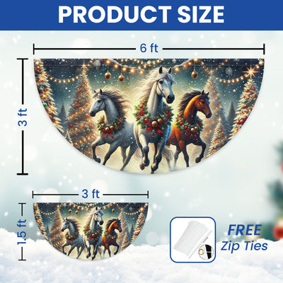 Horse Christmas Non-Pleated Fan Flag