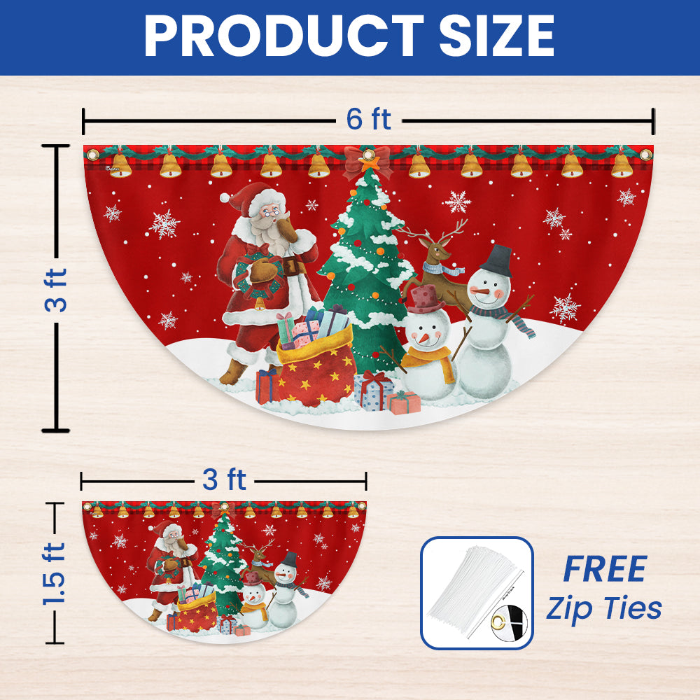 Christmas Santa Claus and Snowman Merry Christmas Non-Pleated Fan Flag