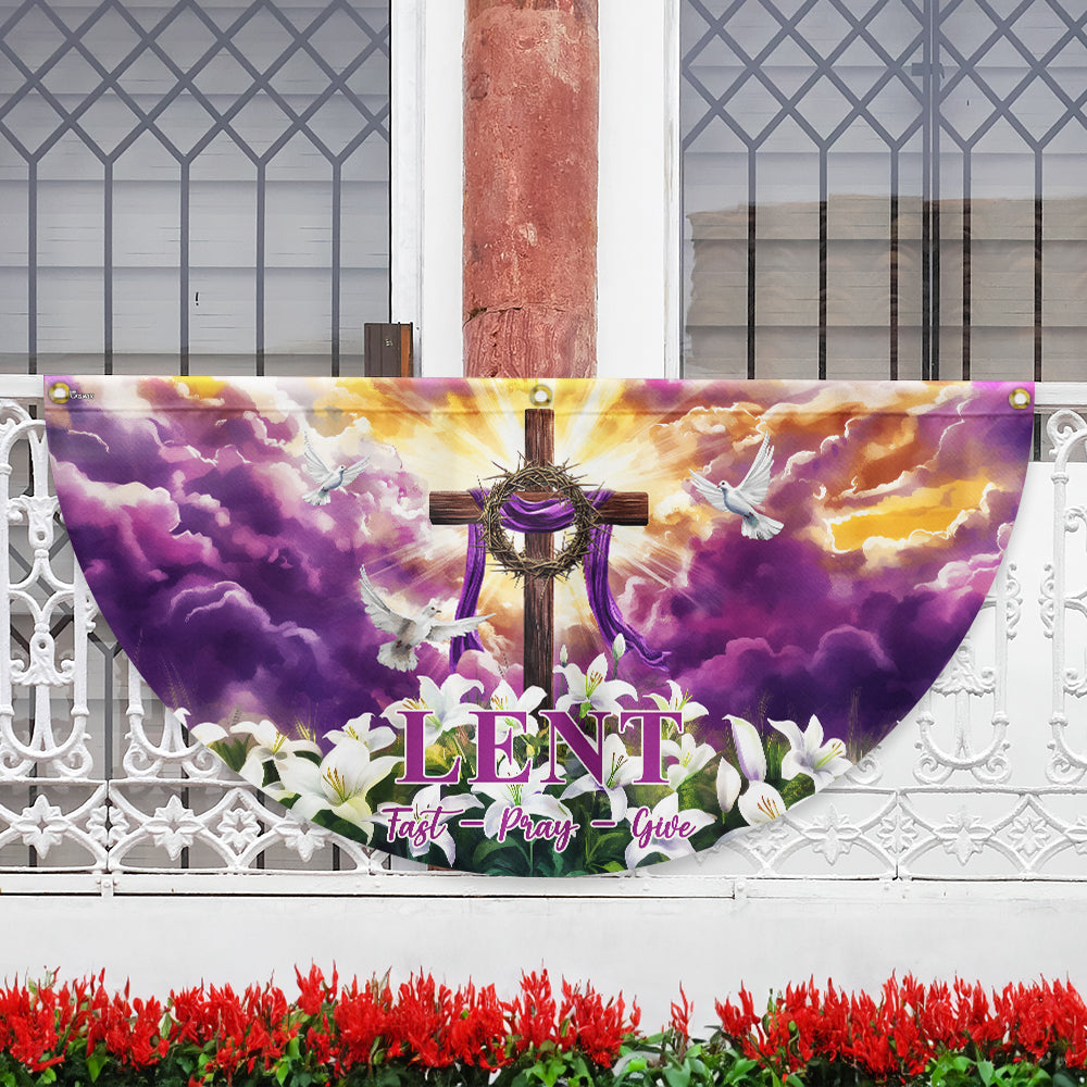 The Season Of Lent Easter Christian Cross Non-Pleated Fan Flag
