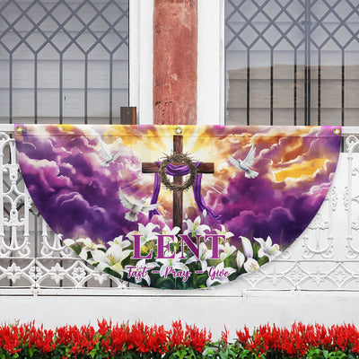 The Season Of Lent Easter Christian Cross Non-Pleated Fan Flag