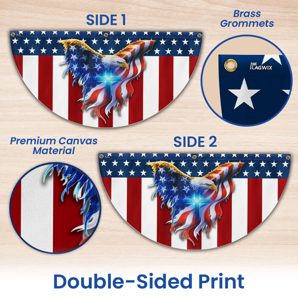 Patriotic Eagle with Christian Cross American Non-Pleated Fan Flag