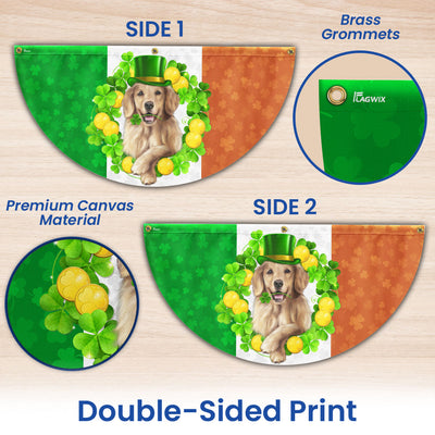 Irish Shamrock Golden Retriever St. Patrick’s Day Non-Pleated Fan Flag