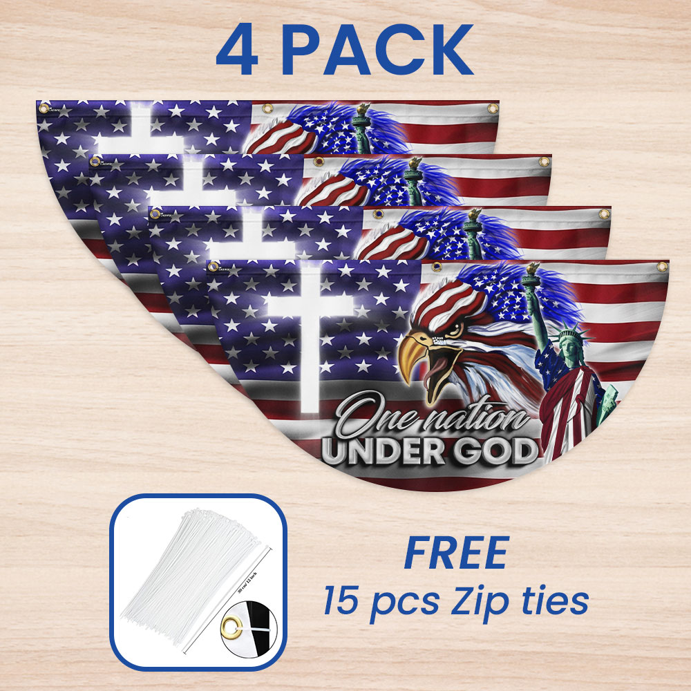 US Eagle Cross Freedom One Nation Under God Non-Pleated Fan Flag