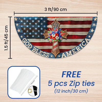 Happy 4th of july, God Bless America, july 4th Patriotic Christian American Non-Pleated Fan Flag