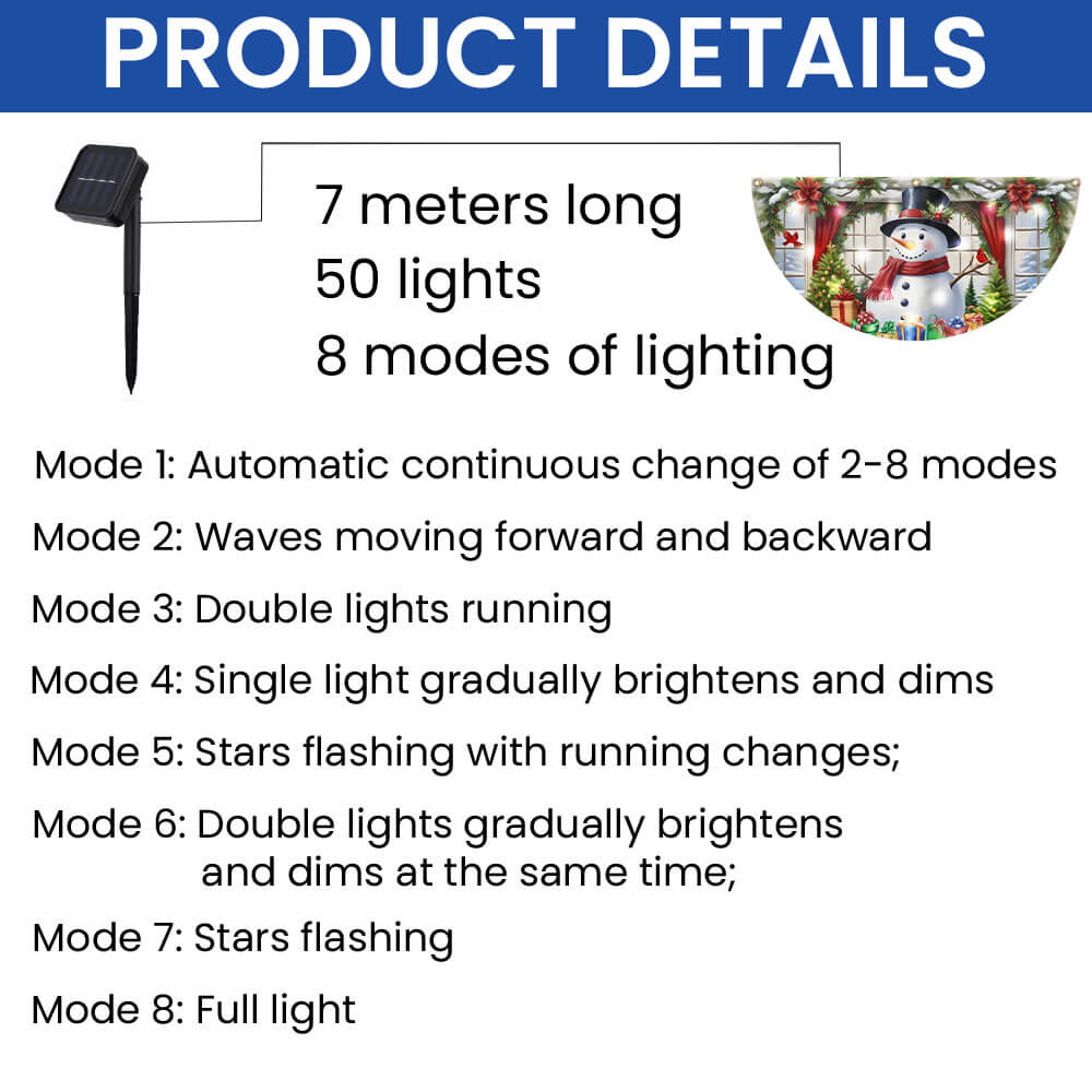 Snowman Merry Christmas Solar Led Fan Flag