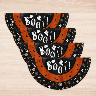 Happy Halloween Spooky Ghost Boo Non-Pleated Fan Flag