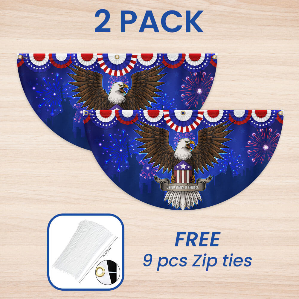 Flagwix American Flag - Independence Day Eagle 4th of july Non-Pleated Fan Flag