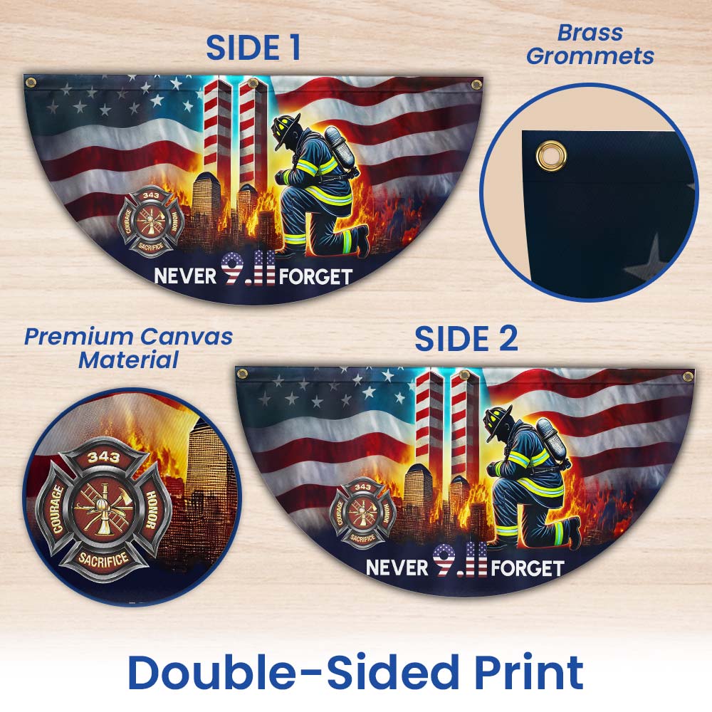 Patriot Day 911 Never Forget Firefighter Twin Tower American Non-Pleated Fan Flag