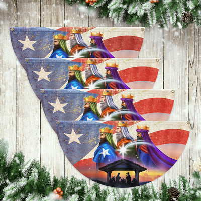 Puerto Rico Three Kings, Three Wise Men, Jesus Family Christmas Non-Pleated Fan Flag