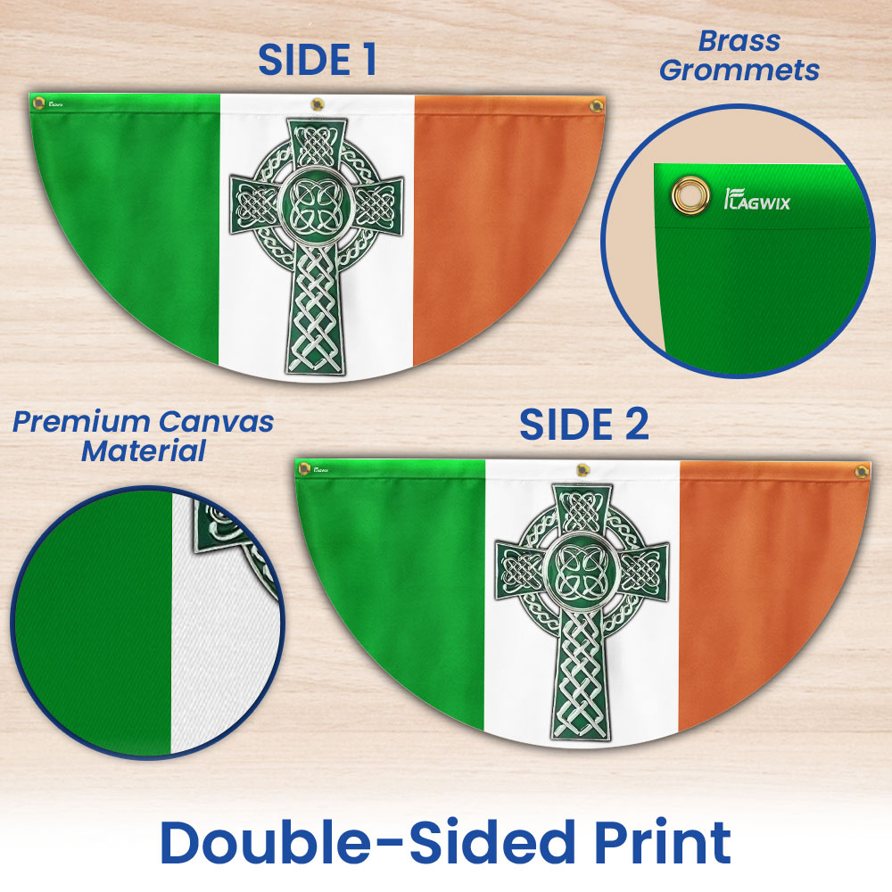 Irish Celtic Cross St Patrick's Day Non-Pleated Fan Flag