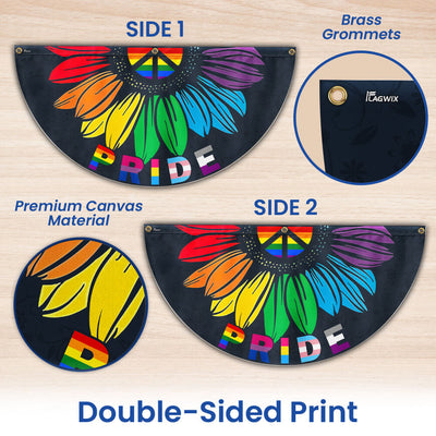 Pride Month, Sunflower Peace Sign, LGBT Pride Non-Pleated Fan Flag