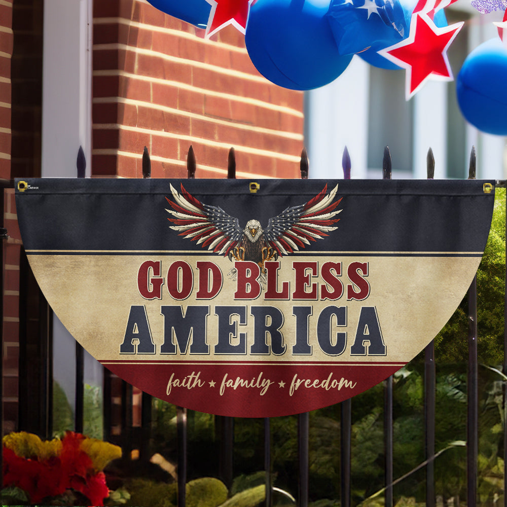 God Bless America Faith Family Freedom Non-Pleated Fan Flag