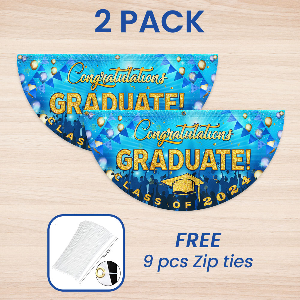 Congratulation Graduate Graduation Non-Pleated Fan Flag