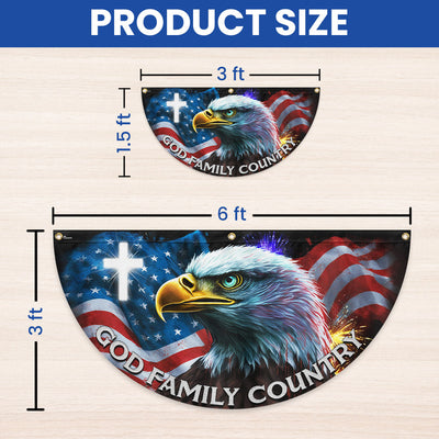 Patriotic Eagle God Family Country Non-Pleated Fan Flag