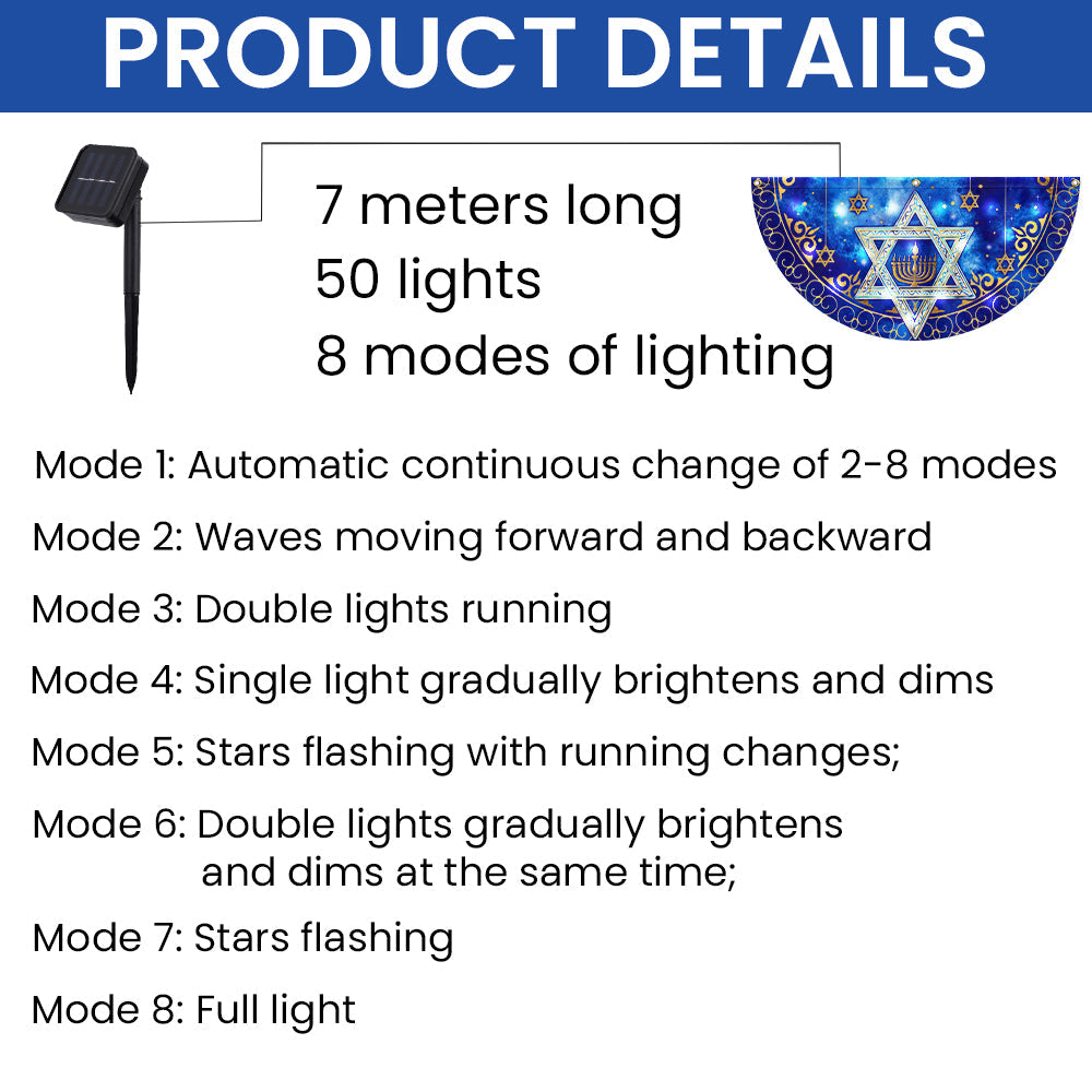 Lighting Hanukkah Solar Led Fan Flag, Jewish Star of Him