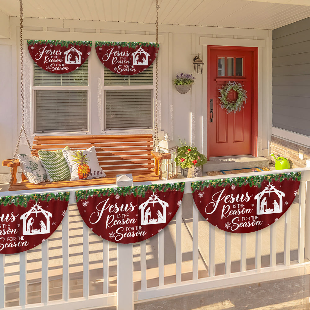 Jesus Is The Reason For The Season Christmas Non-Pleated Fan Flag