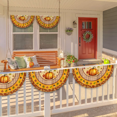 Fall Flag Pumpkin Thanksgiving Non-Pleated Fan Flag