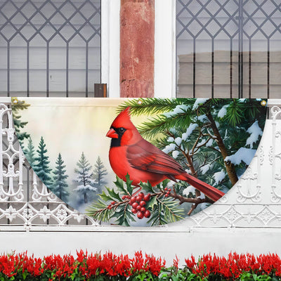 Cardinal Christmas Non-Pleated Fan Flag