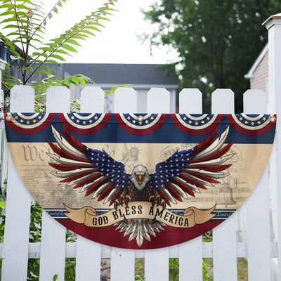 American Flag - God Bless America Patriotic Eagle Non-Pleated Fan Flag