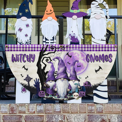 Halloween Witchy Gnomes Non-Pleated Fan Flag