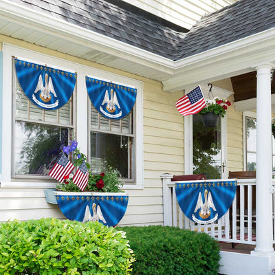 Louisiana Flag Brown Pelican Fleur-de-lis Louisiana Non-Pleated Fan Flag