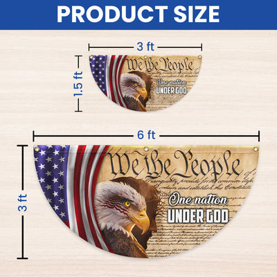 We The People, One Nation Under God, American Eagle Jesus Non-Pleated Fan Flag