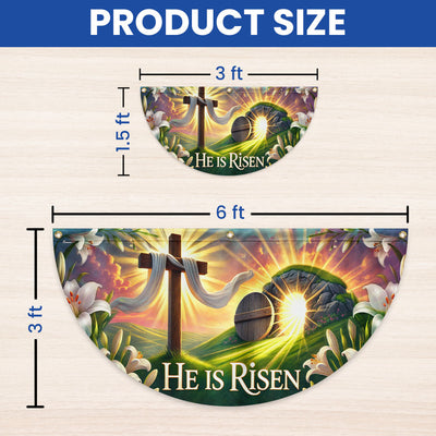Easter Cross He Is Risen Non-Pleated Fan Flag