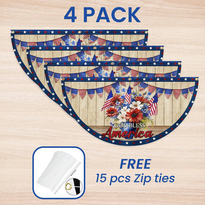 Flagwix American Flag - Patriotic Flowers Vase 4th of july God Bless America Non-Pleated Fan Flag