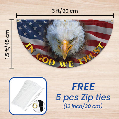In God We Trust Bald Eagle American Non-Pleated Fan Flag