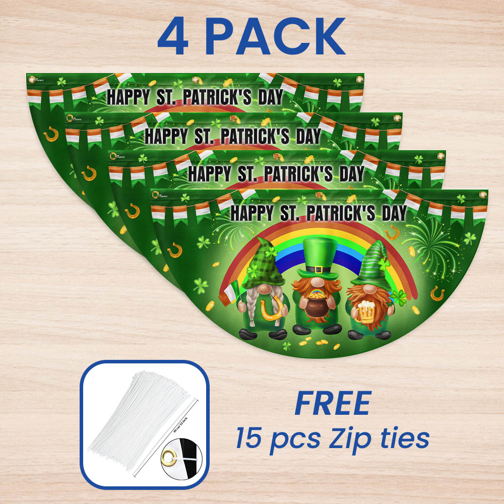 Irish Gnomes Happy St. Patrick's Day Irish Non-Pleated Fan Flag