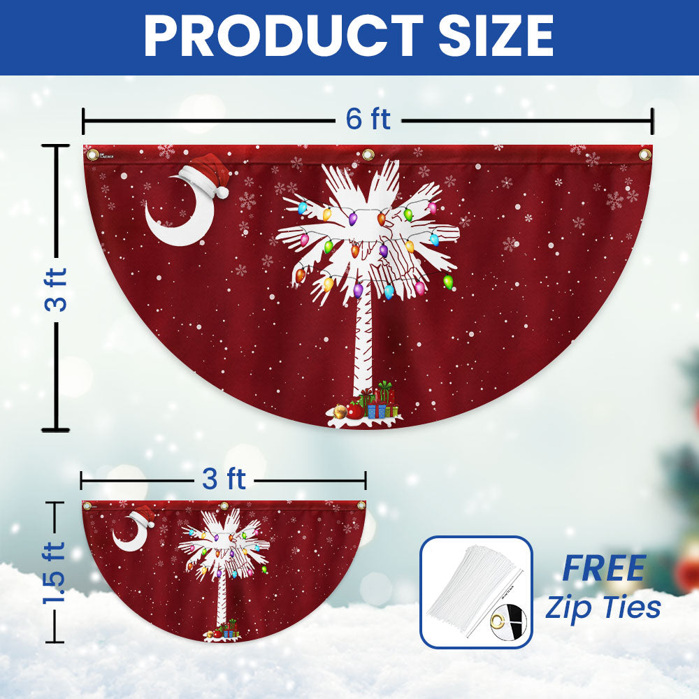 South Carolina Christmas Sabal Palmetto With Light Non-Pleated Fan Flag