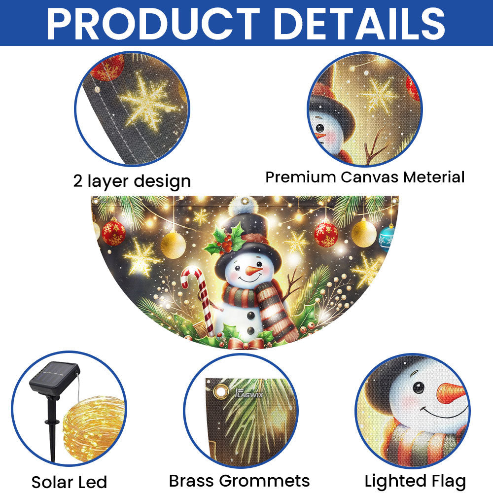 Snowman Christmas Winter Festive Holidays Solar Led Fan Flag