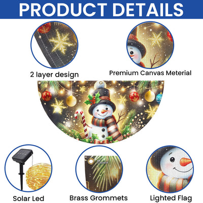 Snowman Christmas Winter Festive Holidays Solar Led Fan Flag