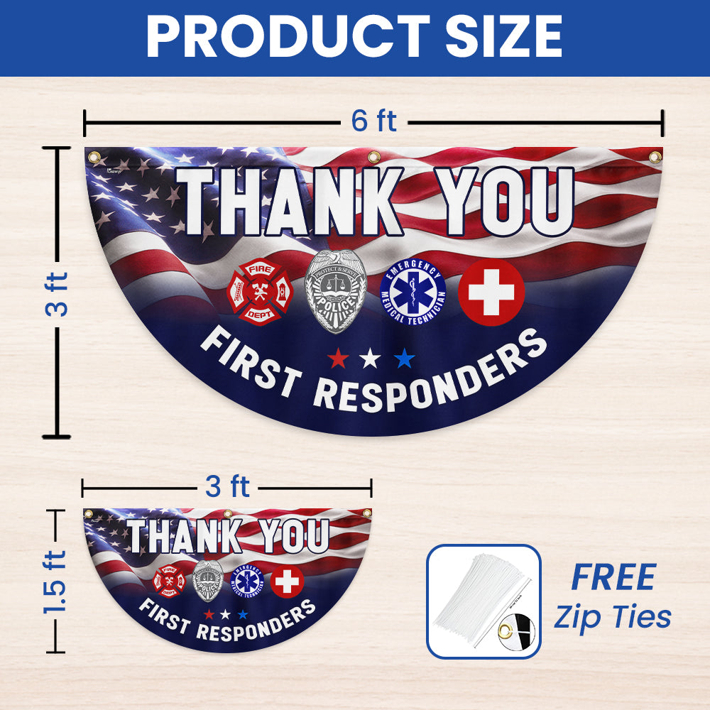 First Responder Thank You Non-Pleated Fan Flag