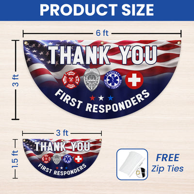 First Responder Thank You Non-Pleated Fan Flag