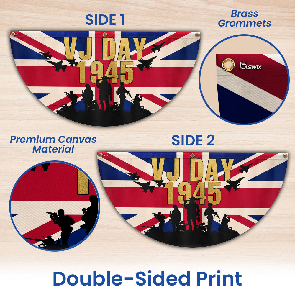 VJ Day Victory Over Japan UK Non-Pleated Fan Flag