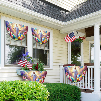 He Is Risen Easter Jesus Non-Pleated Fan Flag