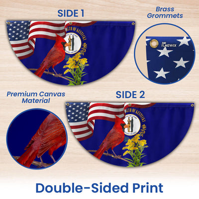 Kentucky State Cardinal and Goldenrod Flower Non-Pleated Fan Flag