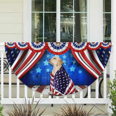 American Flag - Patriotic Dog Yellow Labrador Retriever American Non-Pleated Fan Flag Wrapped in Glory TPT1634FLv1