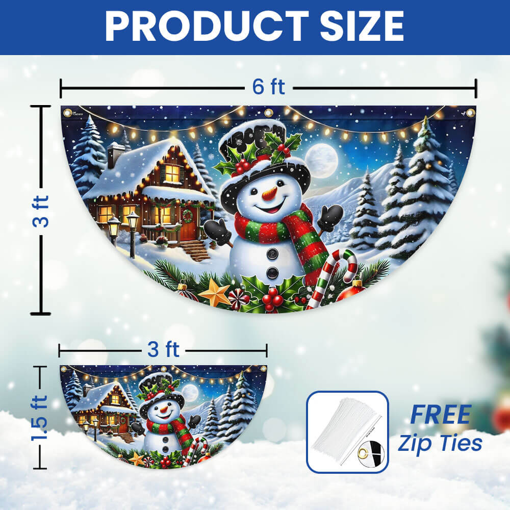 Snowman Winter Christmas Non-Pleated Fan Flag