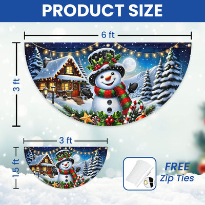 Snowman Winter Christmas Non-Pleated Fan Flag