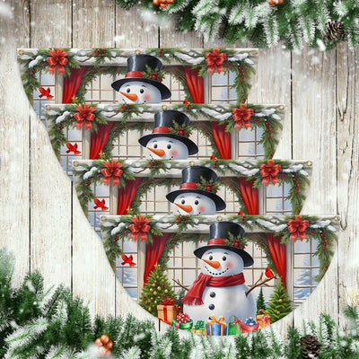 Snowman Merry Christmas Non-Pleated Fan Flag