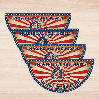 Hippie Peace Imagine All The People Living Life In Peace Non-Pleated Fan Flag