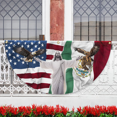 Mexican American Jesus Non-Pleated Fan Flag