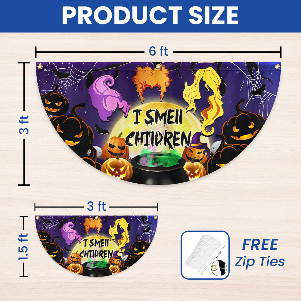 Halloween Three Witches I Smell Children Non-Pleated Fan Flag