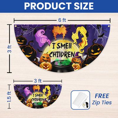 Halloween Three Witches I Smell Children Non-Pleated Fan Flag