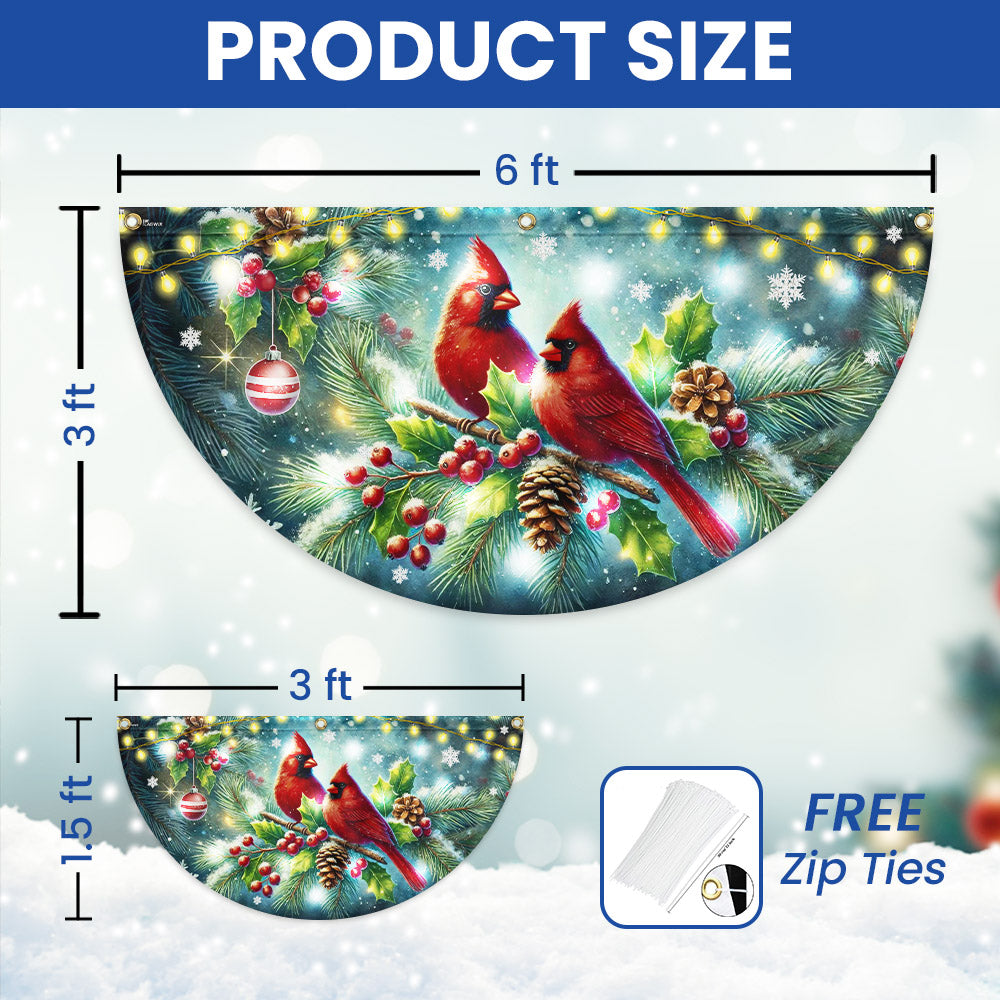 Cardinal Christmas Winter Red Bird Xmas Solar LED Fan Flag