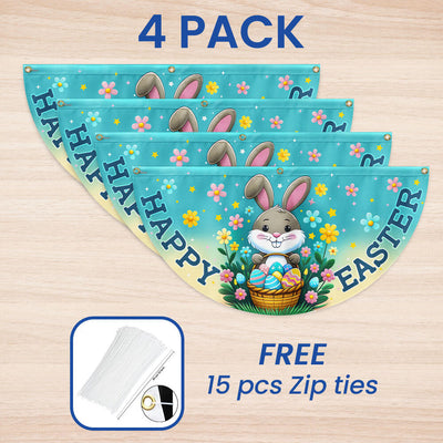 Happy Easter Bunny Non-Pleated Fan Flag